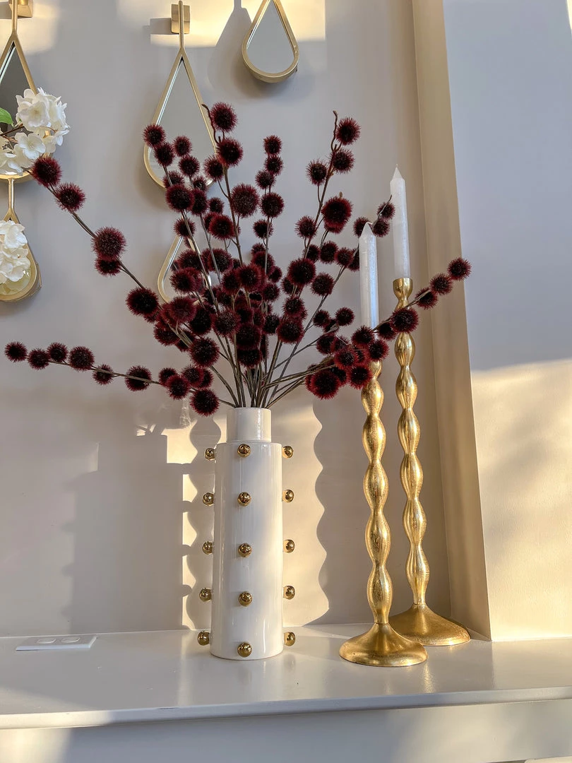 Inspire Me! Home Decor White Ceramic Studded Vase (3 Sizes)