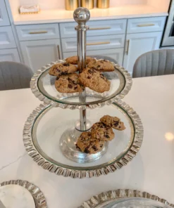 Inspire Me! Home Decor Two Tiered Cake Stand With Ripple Edge (2 Colors)