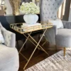 Inspire Me! Home Decor Gold Tray Side Table With Mirrored Top