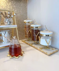 Inspire Me! Home Decor Marble Metallic Edged Rectangle Tray (2 Colors)