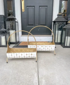 Inspire Me! Home Decor Indoor/Outdoor Gold And White Planters (2 Sizes)