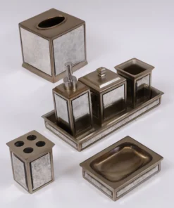 Inspire Me! Home Decor Antique Mirror Patterned Bath Collection (7 Items) Silver