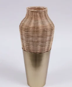 Inspire Me! Home Decor Rattan Wicker Vase With Gold Metal Base