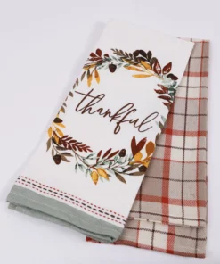 Inspire Me! Home Decor "Thankful" Plaid Kitchen Towels