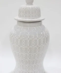 Inspire Me! Home Decor Oversized White Patterned Ginger Jar
