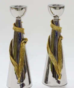 Inspire Me! Home Decor Set Of 2 Crumpled Leaf Candle Sticks