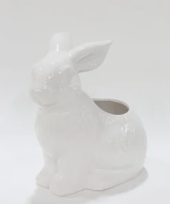 Inspire Me! Home Decor White Indoor/Outdoor Rabbit Planter/Vase SEASONAL
