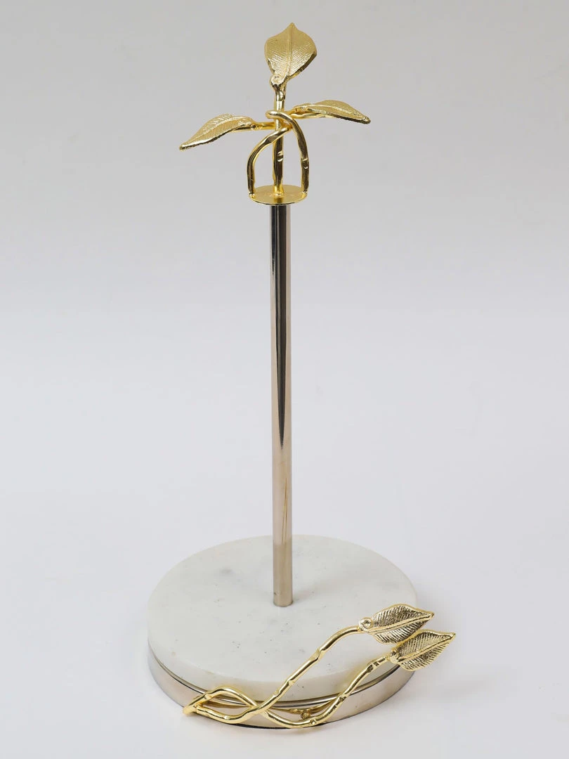 Inspire Me! Home Decor Gold Leaf Paper Towel Holder With Marble Base