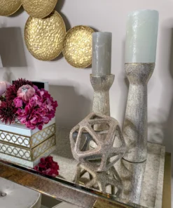 Inspire Me! Home Decor Set Of 2 Ceramic Beaded Candle Holders (2 Colors)