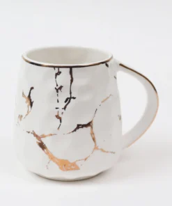 Inspire Me! Home Decor Metallic Gold Marble Print Mug With Hammered Texture