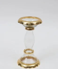 Inspire Me! Home Decor Glass Candle Holders With Gold Ruffle Detail (2 Sizes)