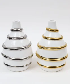 Inspire Me! Home Decor White Porcelain Vase With Stripe Design (2 Colors)