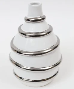 Inspire Me! Home Decor White Porcelain Vase With Stripe Design (2 Colors)