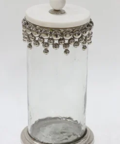 Inspire Me! Home Decor Silver Beaded Canisters W/ Marble Lid (3 Sizes)