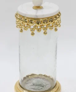 Inspire Me! Home Decor Gold Beaded Canisters W/ Marble Lid (3 Sizes)