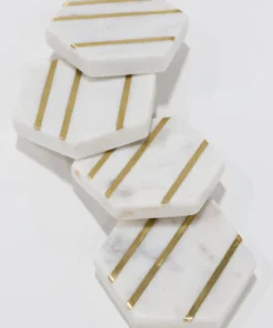 Inspire Me! Home Decor Marble Hexagon Coasters With Gold Inlay (Set Of 4)