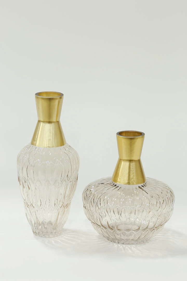 Inspire Me! Home Decor Amber Glass Vase With Gold Neck (2 Sizes)