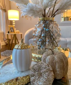 Inspire Me! Home Decor White Pumpkin Candle With Gold Top (2 Sizes)