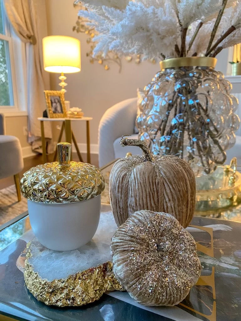 Inspire Me! Home Decor White Acorn Candle With Gold Top