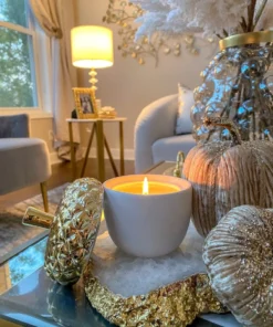 Inspire Me! Home Decor White Acorn Candle With Gold Top