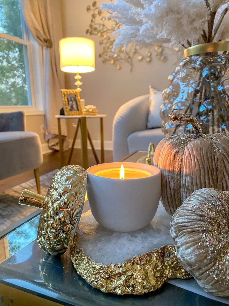Inspire Me! Home Decor White Acorn Candle With Gold Top