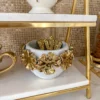 Inspire Me! Home Decor White Ceramic Spoon Holder/Vase With Gold Petal Design