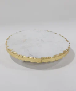 Inspire Me! Home Decor Marble Trivet With Textured Gold Edge