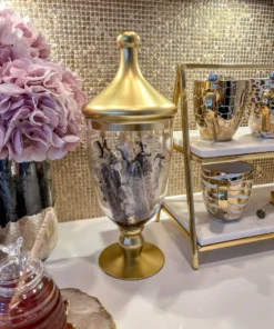 Inspire Me! Home Decor Gold Clear Glass Apothecary Jar W/ Lid (2 Colors)