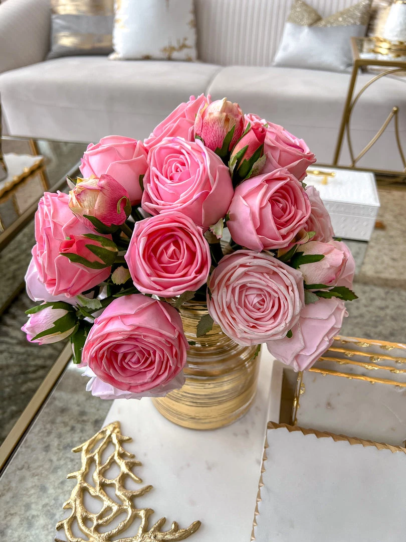 Inspire Me! Home Decor Floral Stems Real Touch Rose Bundle (2 Colors)