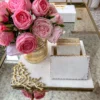 Inspire Me! Home Decor Rectangular Marble Tray With Metal Gold Branch Details