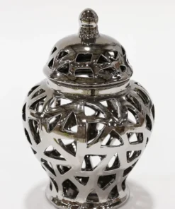 Inspire Me! Home Decor Silver Extra Mini Cut-Out Ginger Jar