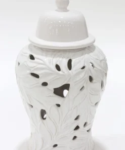 Inspire Me! Home Decor White Leaf Ginger Jar