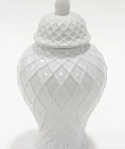 Inspire Me! Home Decor White Lattice Ginger Jar (2 Sizes)