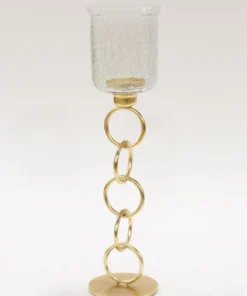 Inspire Me! Home Decor Crackled Glass Link Standing Candle Holder (2 Sizes)