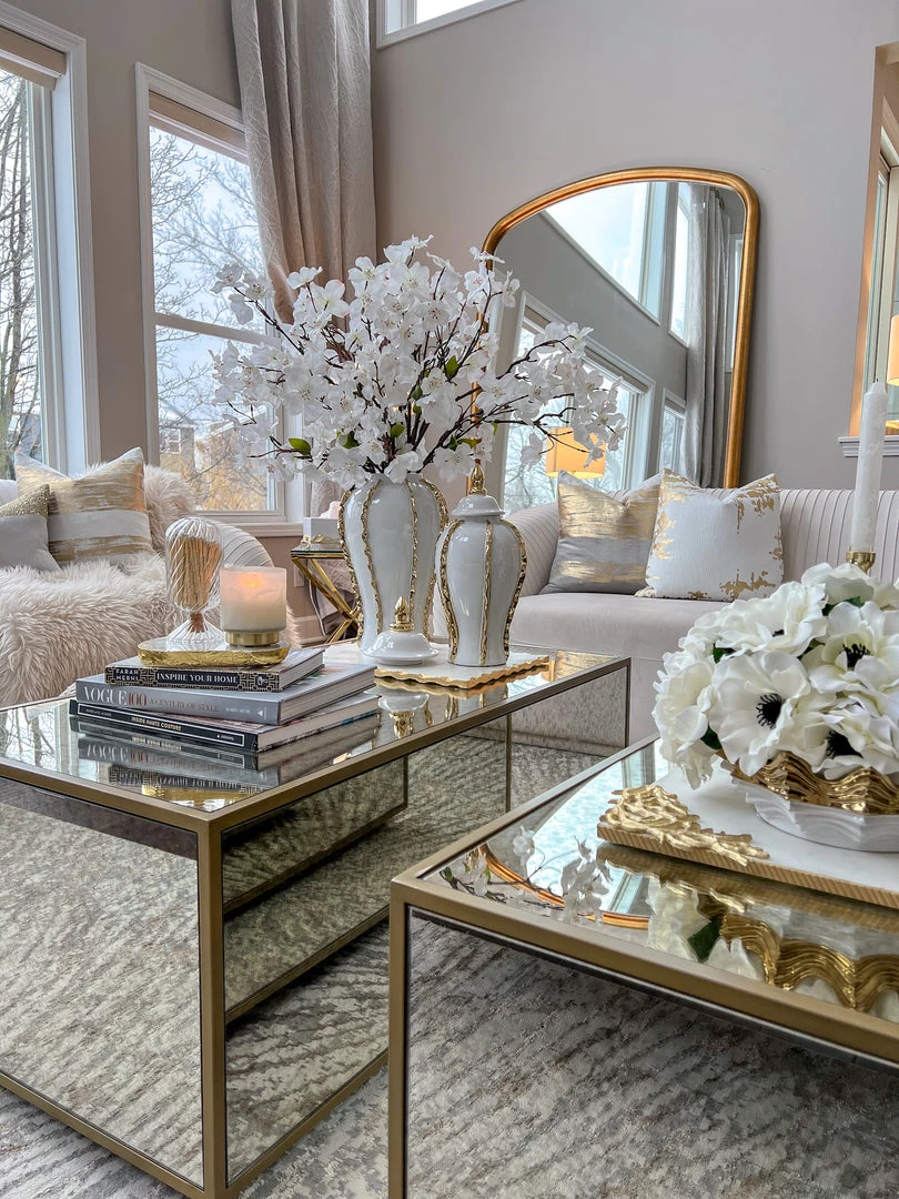 Inspire Me! Home Decor White Ginger Jar With Gold Details (3 Sizes)