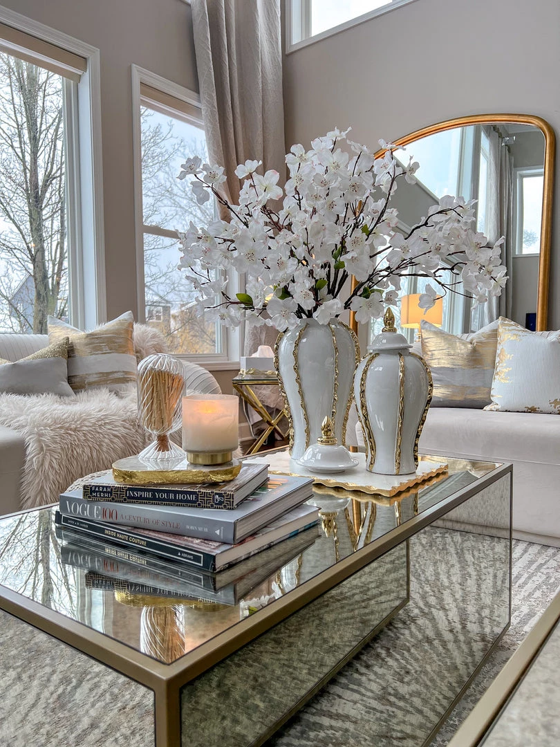 Inspire Me! Home Decor White Ginger Jar With Gold Details (3 Sizes)