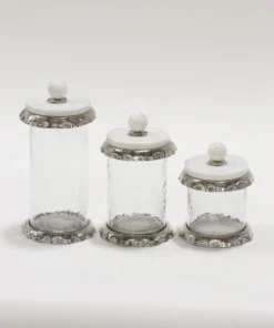 Inspire Me! Home Decor Marble & Silver Hammered Canisters