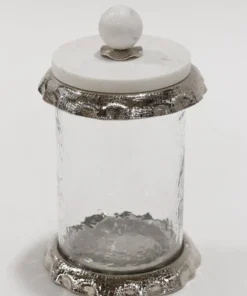 Inspire Me! Home Decor Marble & Silver Hammered Canisters