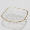 Inspire Me! Home Decor Glass Textured Square Soup Bowls With Gold Trim