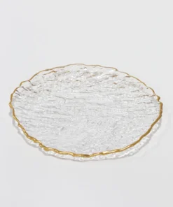 Inspire Me! Home Decor Glass Textured Dessert Plate With Gold Trim
