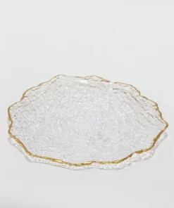 Inspire Me! Home Decor Glass Textured Dinner Plate With Gold Trim