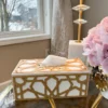 Inspire Me! Home Decor Wood Gold And White Tissue Box Cover