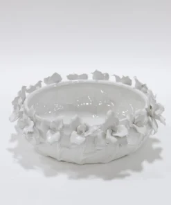 Inspire Me! Home Decor White Floral Ceramic Bowl
