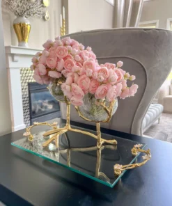 Inspire Me! Home Decor Large Rectangular Glass Tray With Cherry Blossom Details