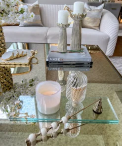 Inspire Me! Home Decor Rectangular Glass Tray With Cherry Blossom Details