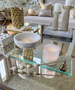 Inspire Me! Home Decor Marble Bowl With Intricate Detailed Metal Base (2 Colors)