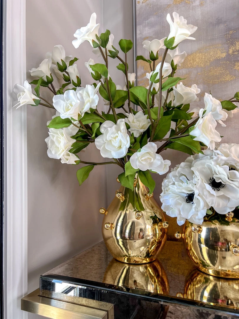 Inspire Me! Home Decor Gold Metal Studded Vase (2 Sizes)