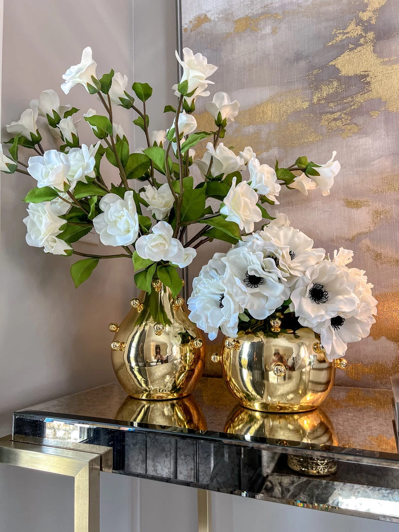 Inspire Me! Home Decor Gold Metal Studded Vase (2 Sizes)