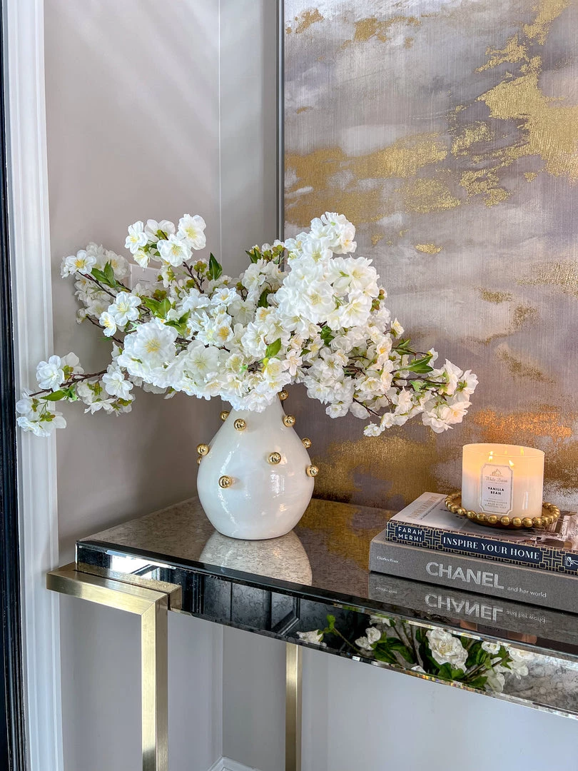 Inspire Me! Home Decor White & Gold Studded Metal Vases (2 Sizes)