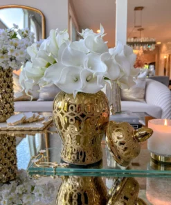 Inspire Me! Home Decor Gold Patterned Mini/Miniature Ginger Jar